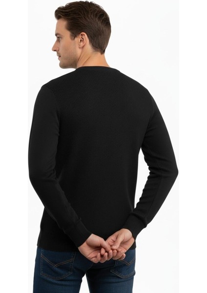 Erkek Sıfır Yaka Kazak Petek Örgü Klasik Kalıp 5243C BGL-ST04859 modelleri