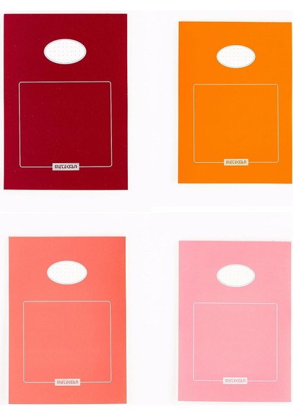 A5 Renkli Bloknot 50 Yaprak, Noktalı 4'lü Paket, Bordo, Turuncu,, Pembe