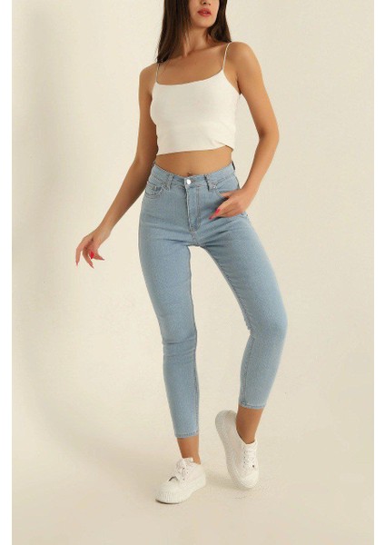 Kadın Slimfit Kot Kemerli Pantolon modelleri