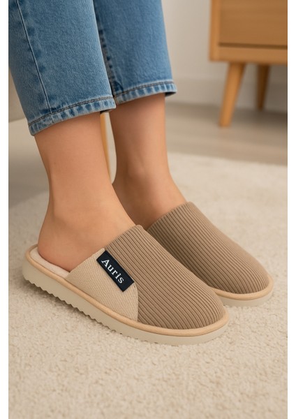 AR-060 Unisex Kadife Kumaş Içi Kürklü Kışlık Ev Terliği