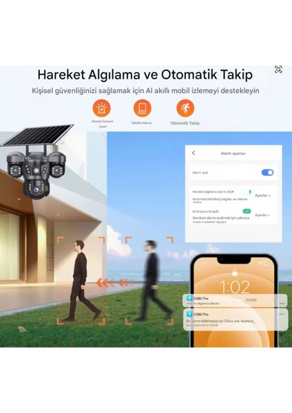 RX66G Solar Güvenlik Kamerası Türkçe 4G Sim Kartlı PTZ Hareketli Gece Görüşlü Güneş Panelli Kamera indirimleri