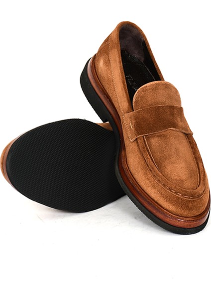 Hakiki Süet Deri Kahverengi Loafer Erkek Ayakkabı Eva Taban - 3524 fırsatları