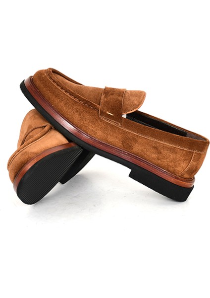 Hakiki Süet Deri Kahverengi Loafer Erkek Ayakkabı Eva Taban - 3524 indirimleri