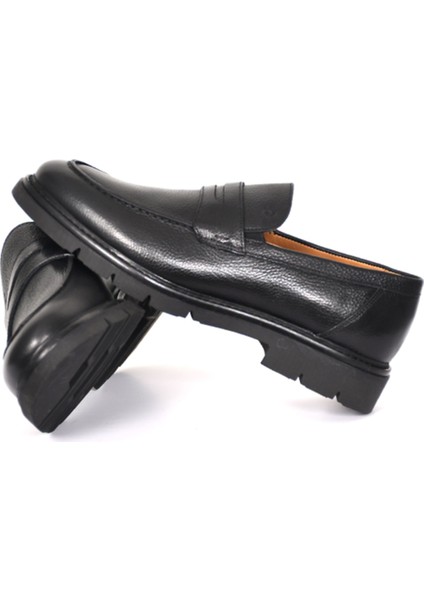 Hakiki Deri Loafer Siyah Erkek Ayakkabı Kauçuk Taban - 64640 indirimleri