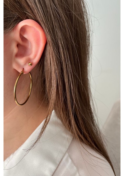 12'li Mega Paslanmaz Çelik Küpe Seti - Halka, Hilal, Tektaş ve Top Kombini modelleri