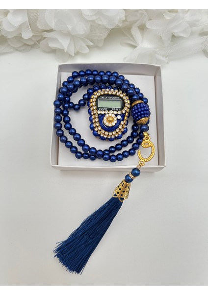 1 Adet Hediyelik Çeyizlik Kutulu Tesbih ve Taşlı Zikirmatik Seti ( Mevlit-Sünnet-Hac-Umre)