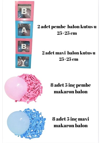 Cinsiyet Belirleme Partisi Kız Mı Erkek Mi - Baby Balon Kutusu - Lüks Set modelleri