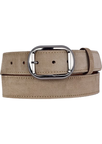%100 Hakiki Deri, Nikel 4 cm Süet Açık Sütlü Kahve Kadın Kemeri; Kot, Spor Kemer=süet.23.açk.süt.kav