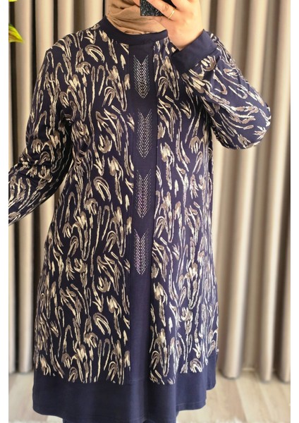 Kadın Tesettür Giyim Büyük Beden Şerit Desenli Nisa Takım modelleri