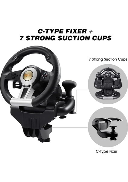 Direksiyon Seti 180° Dönüş Açılı Çift Motor Titreşimli Pedal ve Vitesli Oyun Direksiyonu – Pc, Ps3, Ps4, Xbox One, Xbox Series X/s, Nintendo Switch Uyumlu Pxn V3 Pro fiyatları