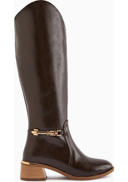 Kamilla Kahve Tokalı Kadın Çizme