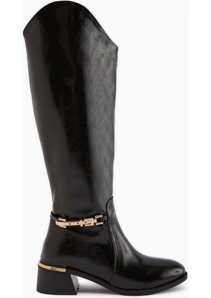 Kamilla Siyah Tokalı Kadın Çizme