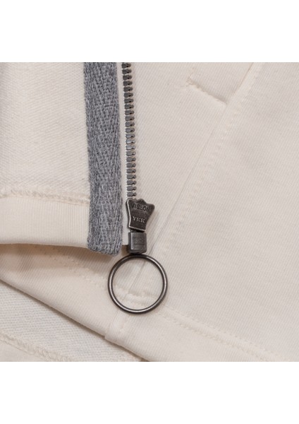 Kadın Flavia Rahat Kesim Kapüşonlu Üç Iplik Şardonsuz Pamuk Fermuarlı Yelek