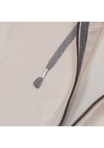 Kadın Flavia Rahat Kesim Kapüşonlu Üç Iplik Şardonsuz Pamuk Fermuarlı Yelek