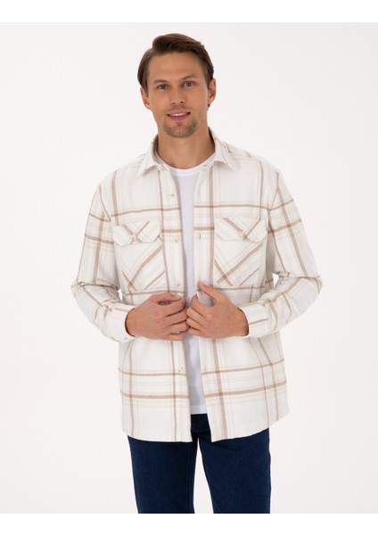 Erkek Vizon Comfort Fit Uzun Kollu Gömlek 50312357-VR052