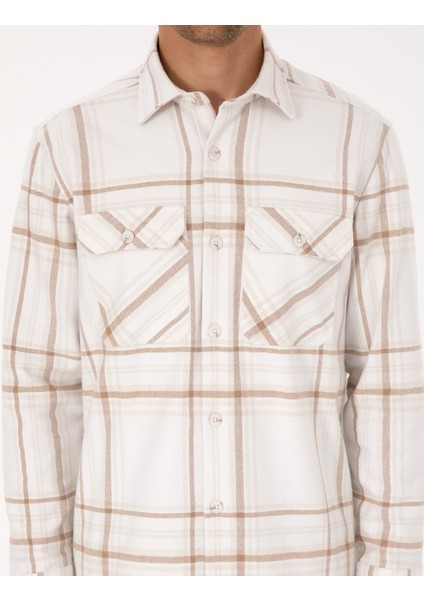 Erkek Vizon Comfort Fit Uzun Kollu Gömlek 50312357-VR052