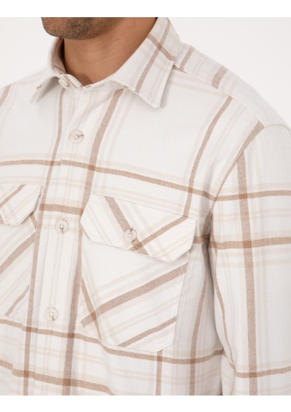 Erkek Vizon Comfort Fit Uzun Kollu Gömlek 50312357-VR052