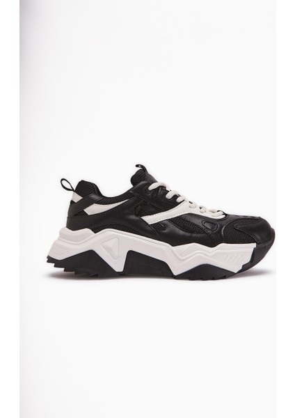 Daysi Siyah Bej Kalın Tabanlı Spor Ayakkabı Kadın Sneakers fiyatları