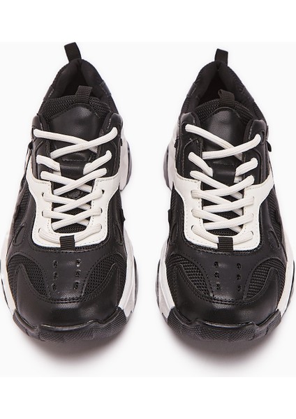 Daysi Siyah Bej Kalın Tabanlı Spor Ayakkabı Kadın Sneakers modelleri