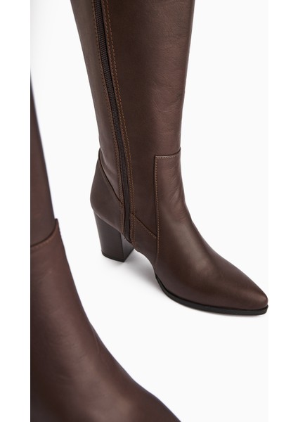 Vilda Hakiki Deri Kahve Sivri Burunlu Kadın Çizme fırsatları