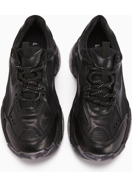 Erla Siyah Kalın Tabanlı Bağcıklı Kadın Sneakers fırsatları