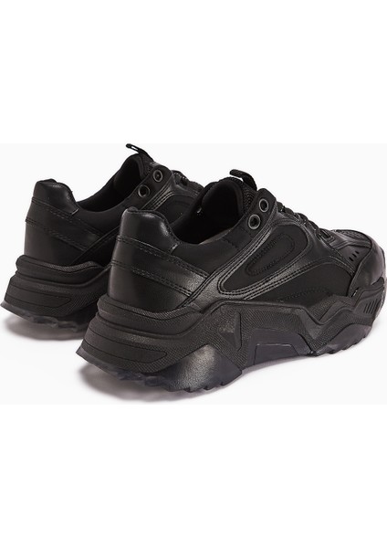 Erla Siyah Kalın Tabanlı Bağcıklı Kadın Sneakers indirimleri