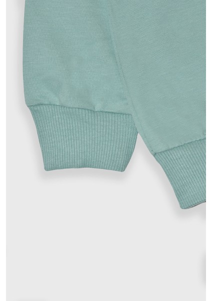 Kız Çocuk %100 Pamuk Kalp Desenli Bisiklet Yaka Trend Sweatshirt - 1022S fırsatları