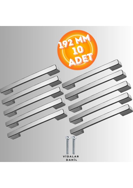Köprü Kulp Dolap Çekmece Kulbu Metal Kulp 192 mm ( 10 Adet )