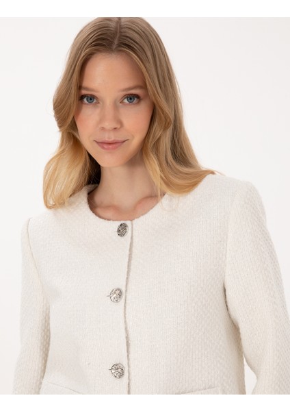 Kadın Ekru Crop Top Tüvit Ceket 50319417-VR019 fiyatları