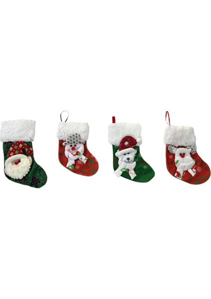 Yılbasşı Süsü Ağaç Süsü Çorap Kardan Adam Ayıcık Desenli Çoraplar 2li 17 x 10 cm Karışık Paketler fiyatları