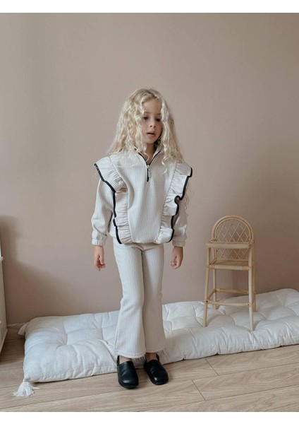 Kız Çocuk Yaka Fermuarlı Fitilli Ispanyol Paça Takım fiyatları