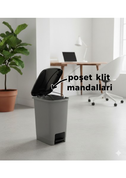 10 Litre Pedallı Çöp Kovası – Slim Model, Poşet Sabitleme Aparatlı, Hijyenik ve Şık Tasarım modelleri