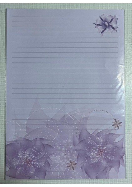 Desenli Mektup Kağıdı Fiyonk Veçiçek Denli 15Lİ Paket+15 Mektup Zarfı