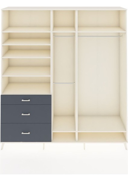 Hyperion Dolap 9 Raflı 3 Çekmeceli 3 Askılı 220X44X243 Aytaşı-Aytaşı/antrasit