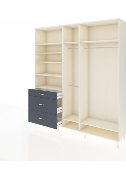 Hyperion Dolap 9 Raflı 3 Çekmeceli 3 Askılı 220X44X243 Aytaşı-Aytaşı/antrasit modelleri