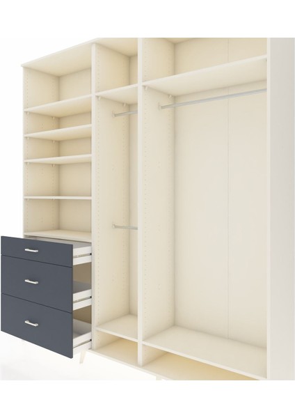 Hyperion Dolap 9 Raflı 3 Çekmeceli 3 Askılı 220X44X243 Aytaşı-Aytaşı/antrasit fırsatları