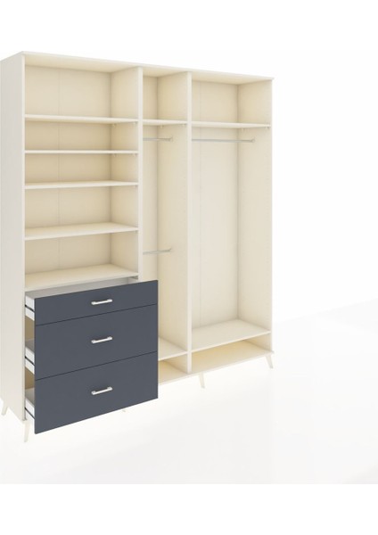 Hyperion Dolap 9 Raflı 3 Çekmeceli 3 Askılı 220X44X243 Aytaşı-Aytaşı/antrasit indirimleri
