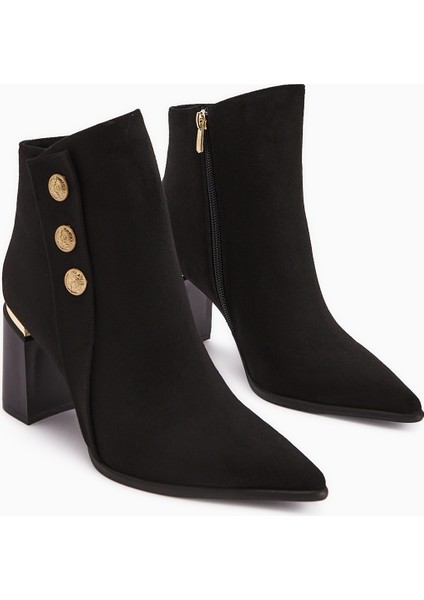 Mayvi Siyah Süet Toka Detaylı Topuklu Kadın Bot fiyatları
