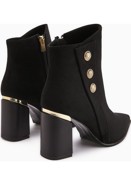 Mayvi Siyah Süet Toka Detaylı Topuklu Kadın Bot fırsatları