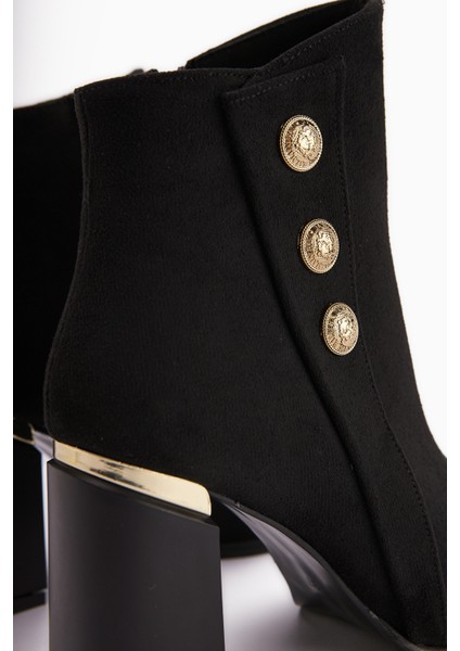 Mayvi Siyah Süet Toka Detaylı Topuklu Kadın Bot indirimleri