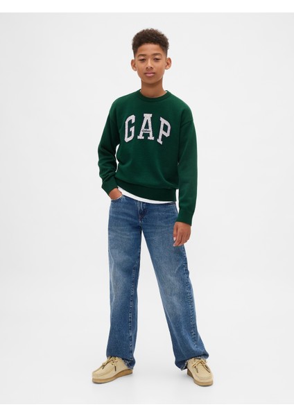 Erkek Çocuk Yeşil Gap Logo Intarsia Kazak modelleri