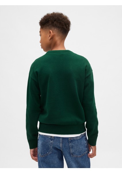 Erkek Çocuk Yeşil Gap Logo Intarsia Kazak fırsatları