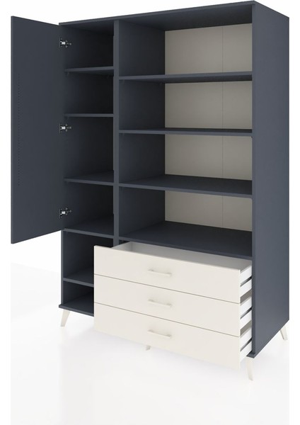 Kronos Dolap 9 Raflı 3 Çekmeceli Tek Kapaklı 132X59X195 Antrasit-Antrasit/aytaşı modelleri