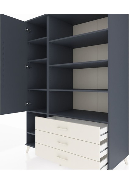 Kronos Dolap 9 Raflı 3 Çekmeceli Tek Kapaklı 132X59X195 Antrasit-Antrasit/aytaşı fırsatları