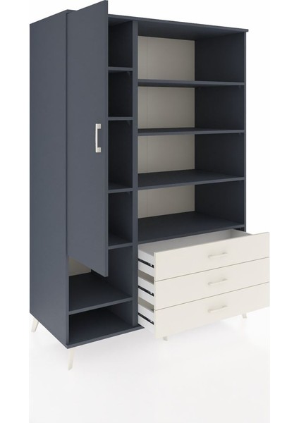 Kronos Dolap 9 Raflı 3 Çekmeceli Tek Kapaklı 132X59X195 Antrasit-Antrasit/aytaşı indirimleri