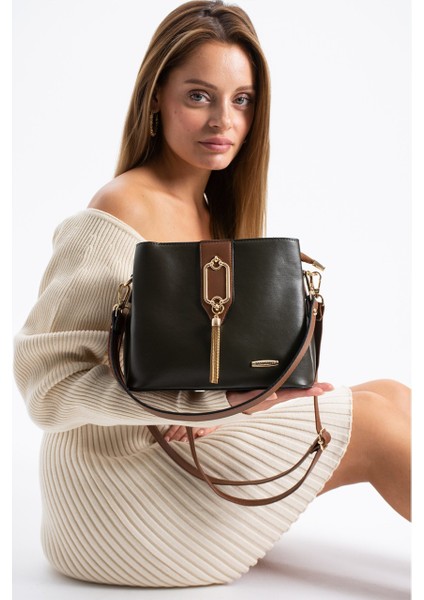 Gold Detaylı 3 Bölmeli Omuz & Çapraz Çanta 1438