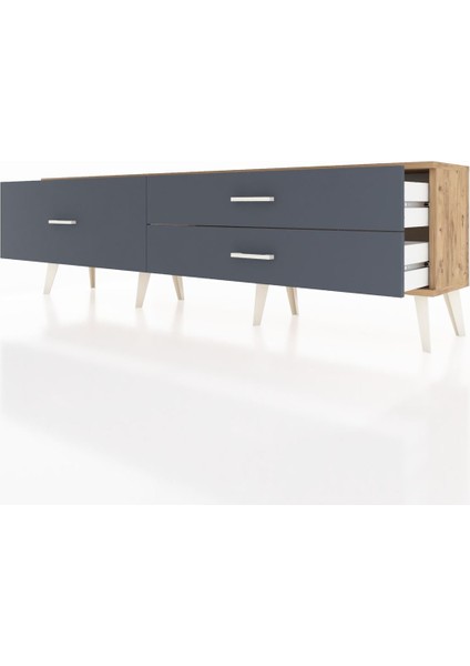 Arges Tv Ünitesi 3 Çekmeceli 176X30X51 Çam-Çam/antrasit fırsatları
