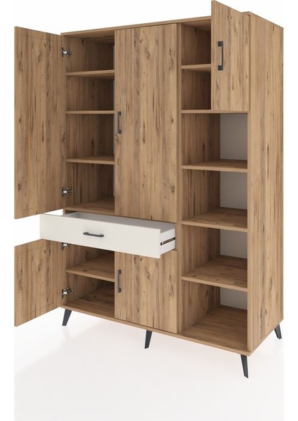 Kronos Dolap 10 Raflı Tek Çekmeceli 5 Kapaklı 132X59X195 Çam-Çam/aytaşı modelleri