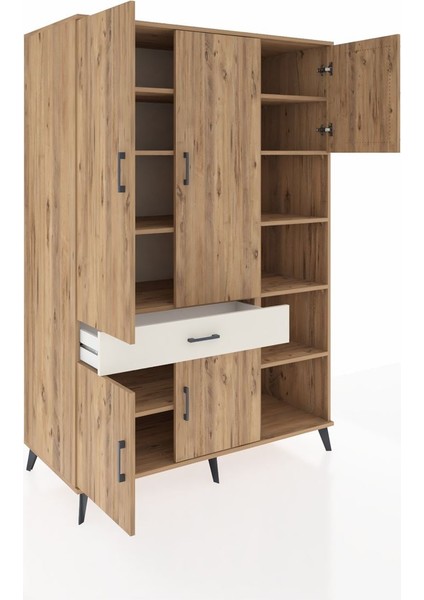 Kronos Dolap 10 Raflı Tek Çekmeceli 5 Kapaklı 132X59X195 Çam-Çam/aytaşı indirimleri