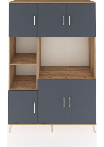 Hyperion Dolap 9 Raflı 6 Kapaklı 132X44X195 Çam-Antrasit/çam